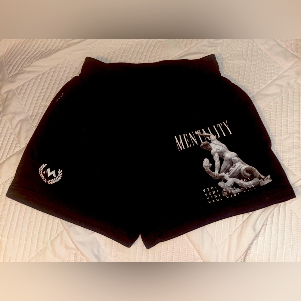 Women’s  Size Small  Mentality Black Graphic  Athletic Shorts.